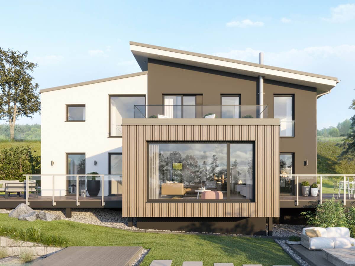 Einfamilienhaus modern mit versetztem Satteldach, Galerie & Erker, 5 Zimmer Grundriss, 200 qm - Fertighaus Bien-Zenker CONCEPT-M 170 Villingen-Schwenningen - HausbauDirekt.de