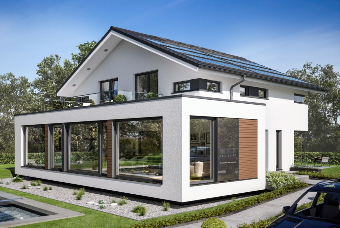 Einfamilienhaus modern mit Satteldach, Erker & Balkon, 5 Zimmer, 200 qm - Bien Zenker Fertighaus CONCEPT-M 210 Günzburg - HausbauDirekt.de