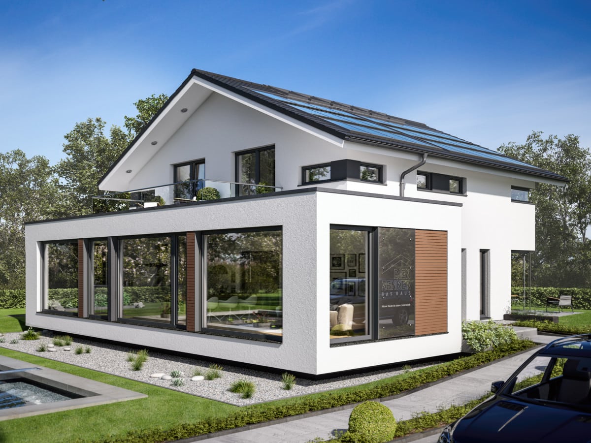 Einfamilienhaus modern mit Satteldach, Erker & Balkon, 5 Zimmer, 200 qm - Bien Zenker Fertighaus CONCEPT-M 210 Günzburg - HausbauDirekt.de