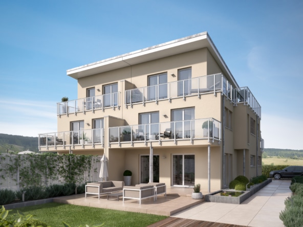 Modernes Doppelhaus mit Pultdach & Balkon, 6 Zimmer Grundriss, 190 qm - Fertighaus Bien Zenker CELEBRATION 139 V5 - HausbauDirekt.de