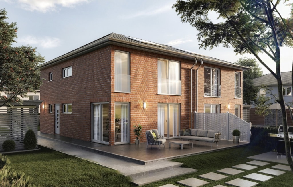 Doppelhaus AURA 136 modern mit Klinker Fassade