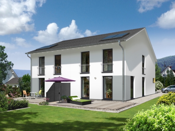 Doppelhaus schmal mit Satteldach - Massivhaus bauen Ideen Town Country Haus Aura 125 Style - HausbauDirekt.de