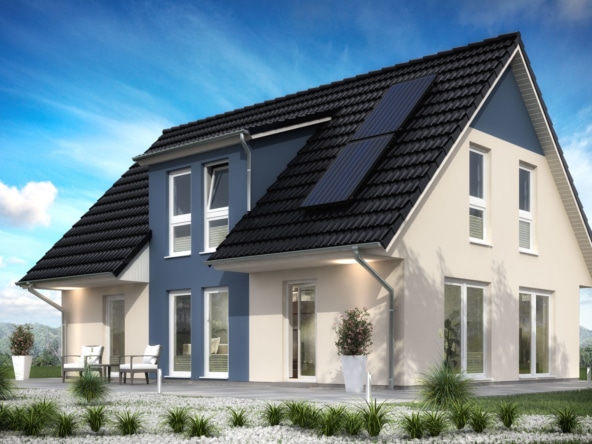 Einfamilienhaus klassisch mit Satteldach Architektur & Zwerchgiebel, 5 Zimmer, 127 qm - Fertighaus schlüsselfertig bauen Ideen ScanHaus Marlow Haus SH 142 FS - HausbauDirekt.de