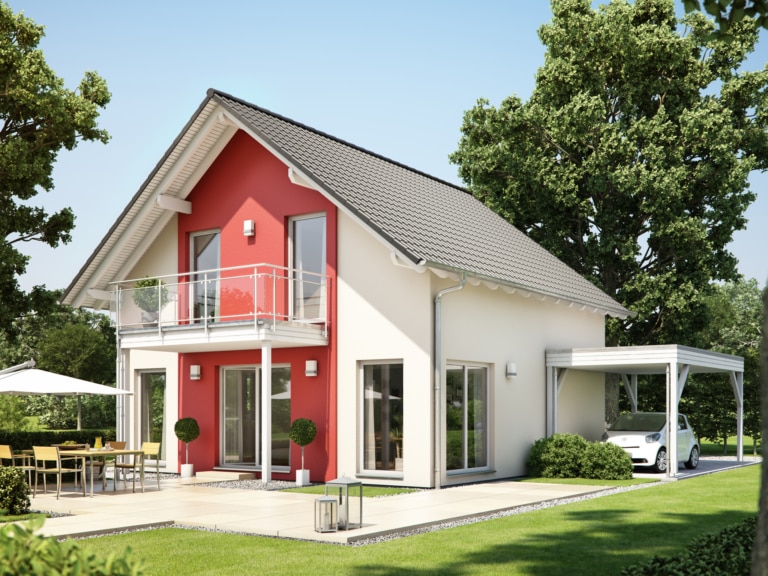 Fertighaus SUNSHINE 126 V3 mit Balkon und Carport