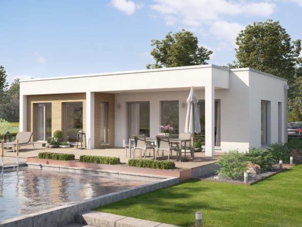 Fertighaus Bungalow AMBIENCE 77 V4 Flachdach Bien Zenker Haus