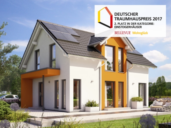 Fertighaus mit Satteldach Architektur & Zwerchgiebel - Haus bauen Ideen Einfamilienhaus SUNSHINE 125 V3 von Living Haus - HausbauDirekt.de