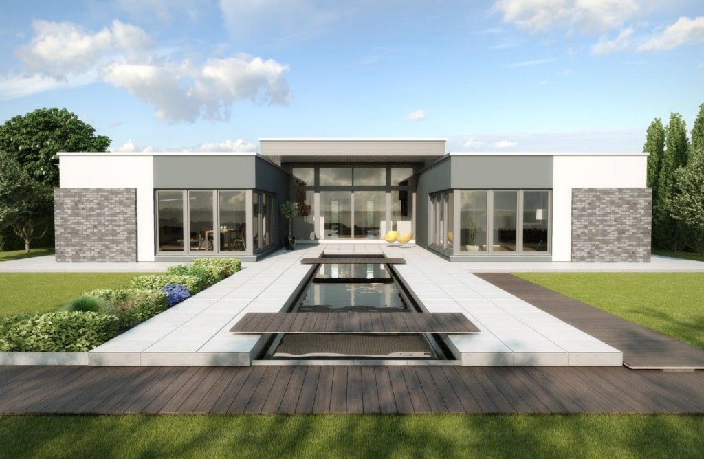 Flachdach Bungalow Cote d’Azur modern mit Innenhof