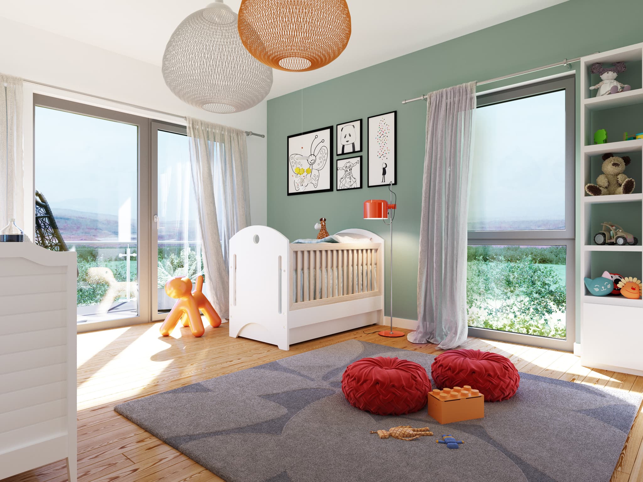 Kinderzimmer Ideen - Inneneinrichtung Fertighaus SUNSHINE 165 V3 von Living Haus - HausbauDirekt.de