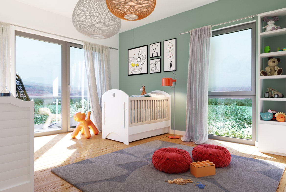 Kinderzimmer Ideen - Stadtvilla Inneneinrichtung Fertighaus SUNSHINE 165 V6 von Living Haus - HausbauDirekt.de