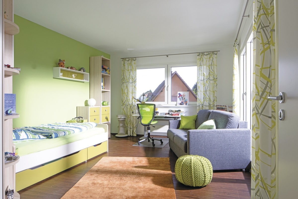Kinderzimmer/ Jugendzimmer grün - Haus Design innen Ideen Einrichtung WeberHaus Stadtvilla - HausbauDirekt.de