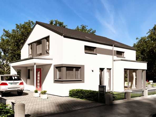 Modernes Haus mit Satteldach & Erker, 5 Zimmer, 165 qm groß - Einfamilienhaus bauen Ideen Bien Zenker Fertighaus FANTASTIC 162 V4 - HausbauDirekt.de
