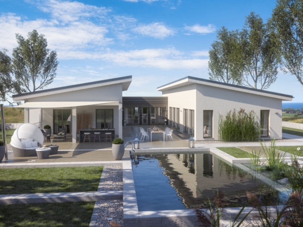 Fertighaus Pultdach Bungalow AMBIENCE 209 PD Bien Zenker Haus bauen Ideen - HausbauDirekt.de