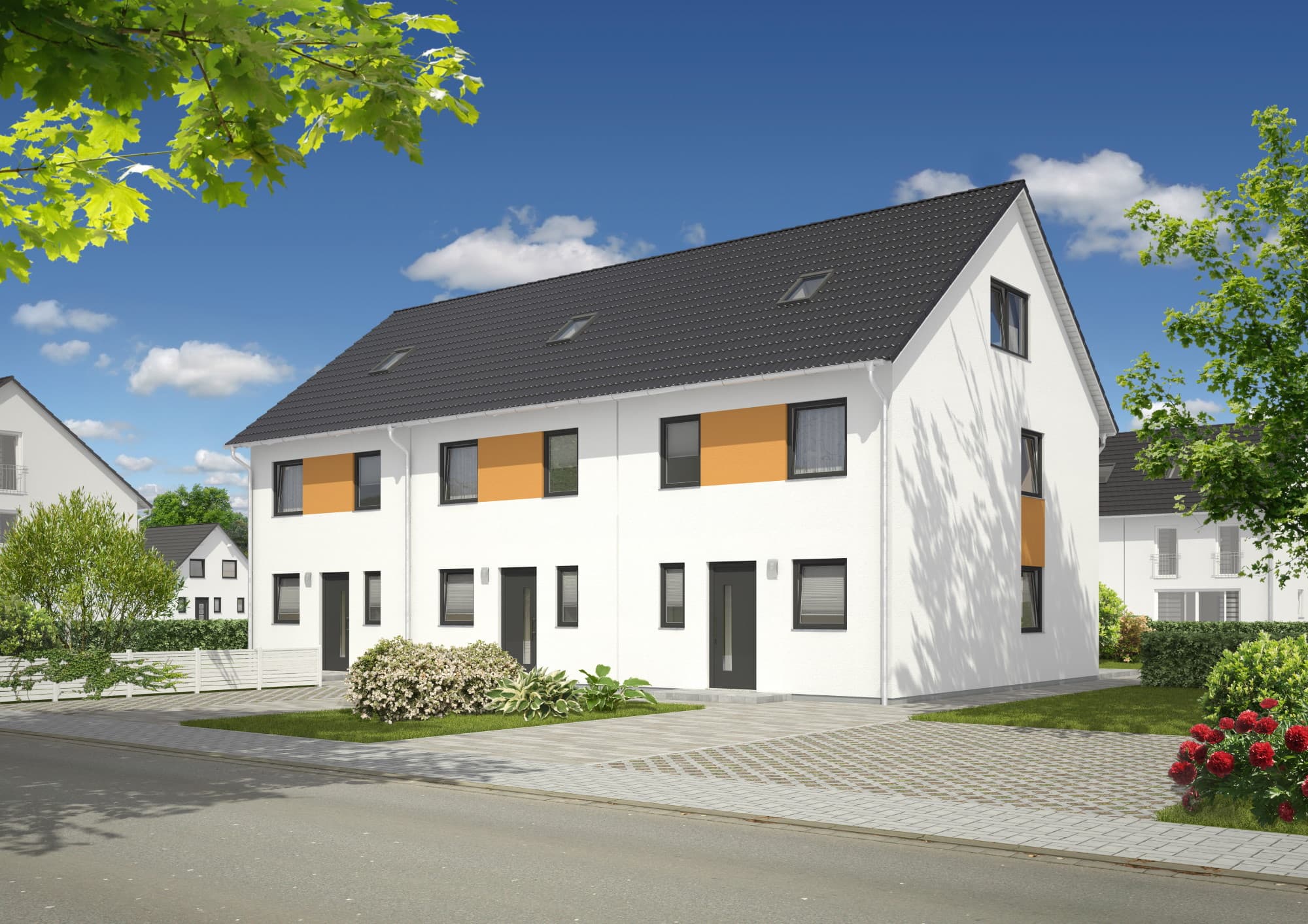 Reihenhaus mit Satteldach Architektur - Massivhaus bauen Ideen Town Country Haus Mainz 128 Style - HausbauDirekt.de