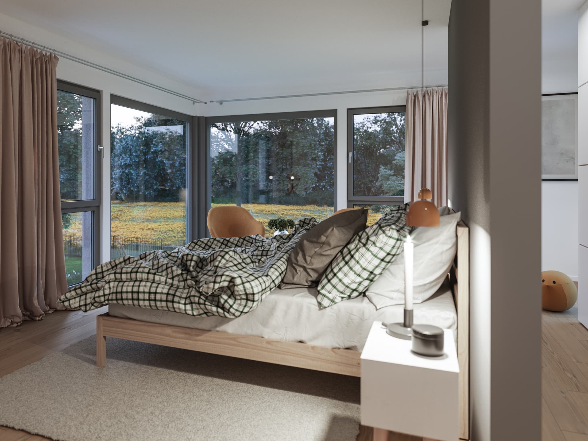 Schlafzimmer Ideen - Inneneinrichtung Fertighaus Living Haus SUNSHINE 154 V3 - HausbauDirekt.de