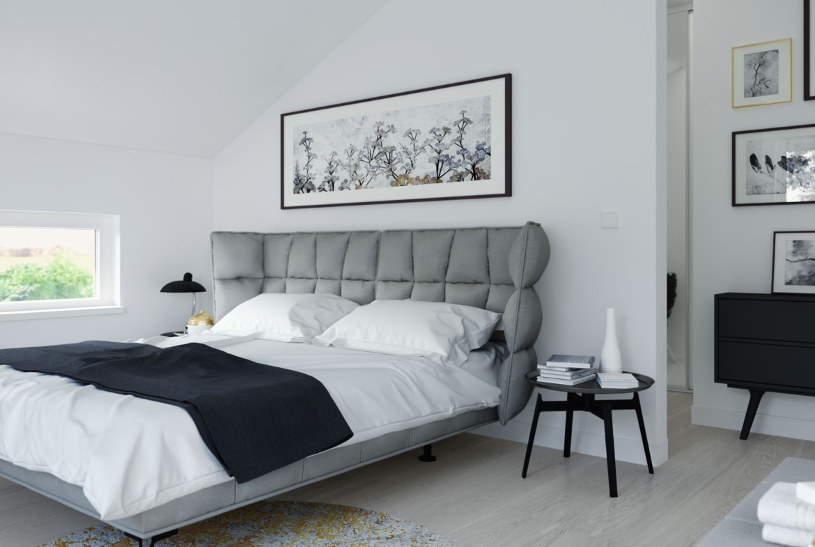 Modernes Schlafzimmer - Ideen Inneneinrichtung Fertighaus SUNSHINE 165 V4 von Living Haus - HausbauDirekt.de