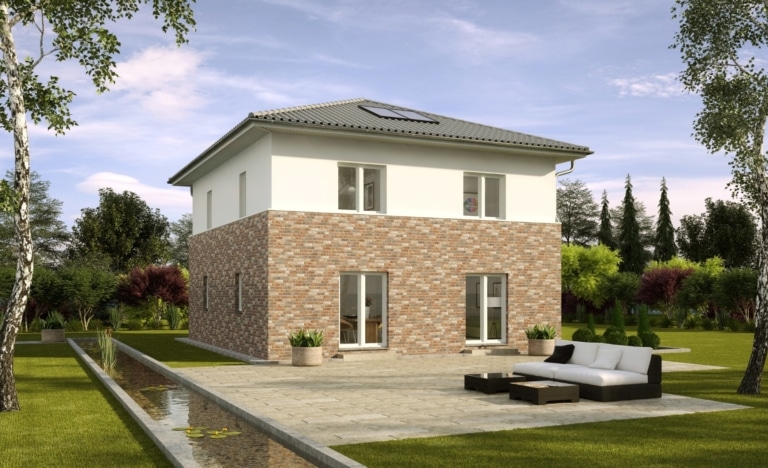 Stadtvilla Greenwich modern mit Klinker Putz Fassade