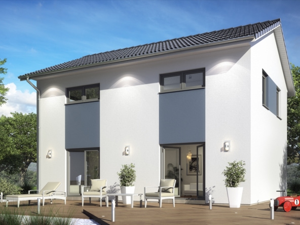 Stadtvilla modern mit Satteldach von ScanHaus Marlow Fertighaus SH 122 S Variante C - HausbauDirekt