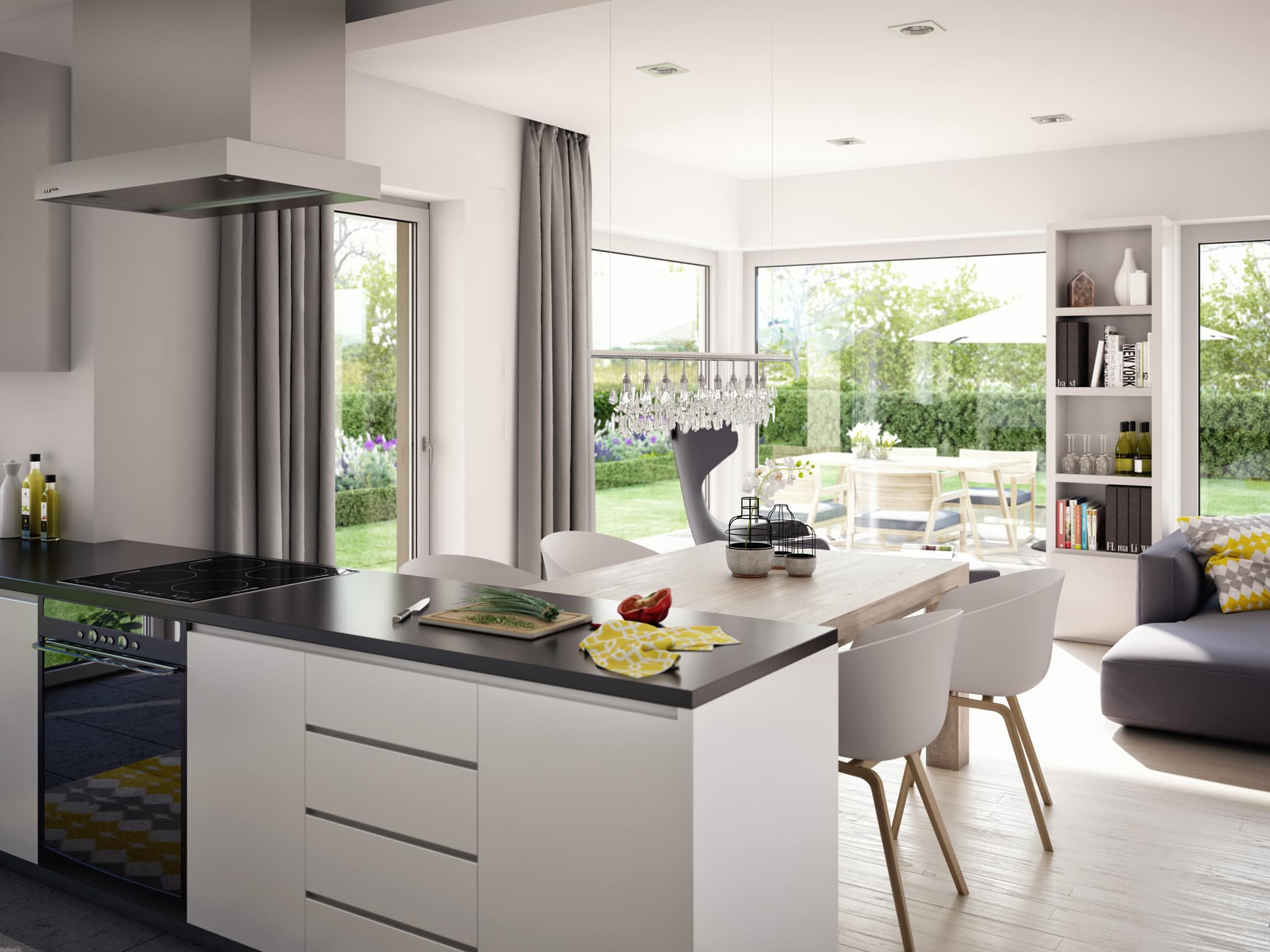 Wohnküche Ideen - Inneneinrichtung Fertighaus SOLUTION 204 V4 von Living Haus - HausbauDirekt.de