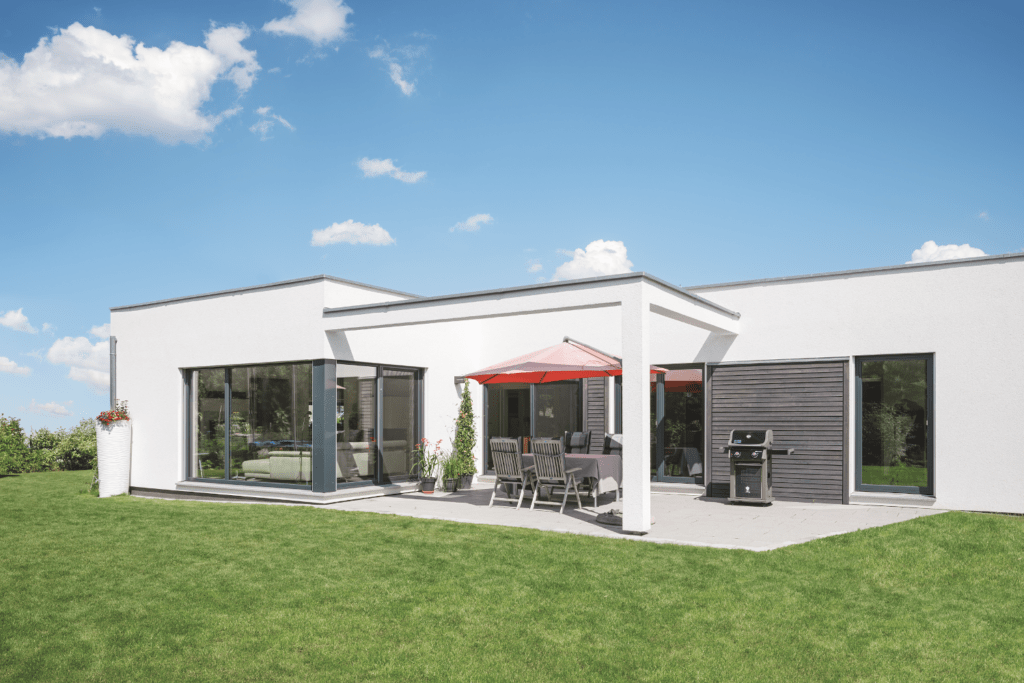 Großer Winkelbungalow modern mit Flachdach