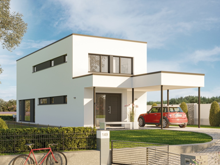 Schmales Einfamilienhaus BALANCE 145 V3 mit Carport