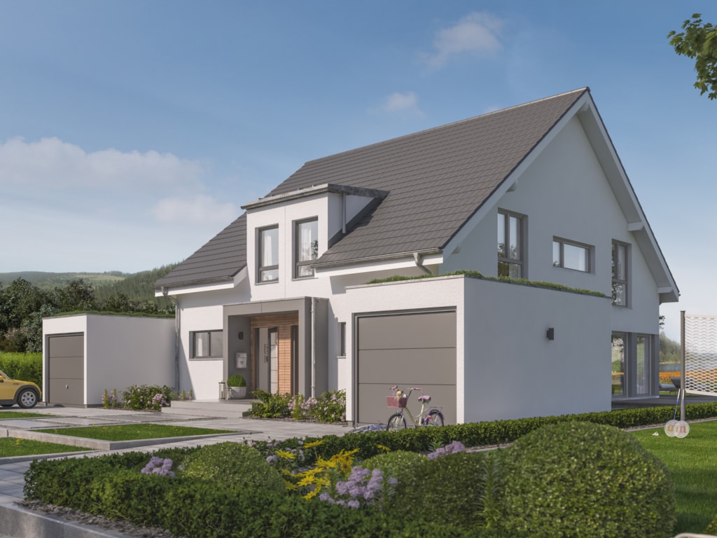 Doppelhaus mit Zwerchgiebel und Garage SOLUTION 117 L V2