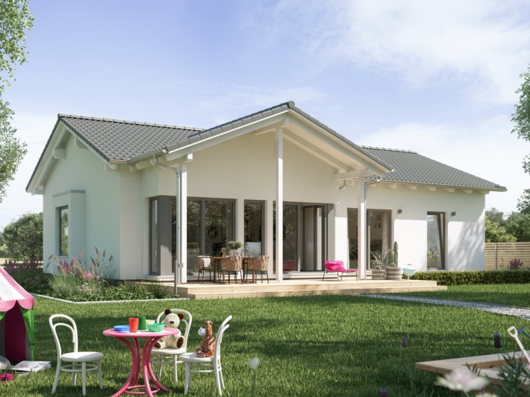 Schicker Bungalow SOLUTION 110 V2 mit überdachter Terrasse