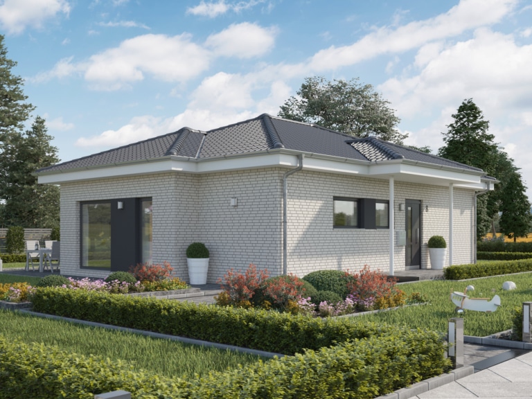 Walmdach Bungalow SOLUTION 82 V3 mit Klinker-Fassade