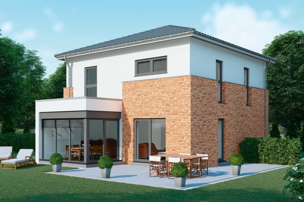 Stadtvilla Castellana modern mit Klinker Putz Fassade