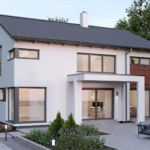 Satteldachhaus mit Holz