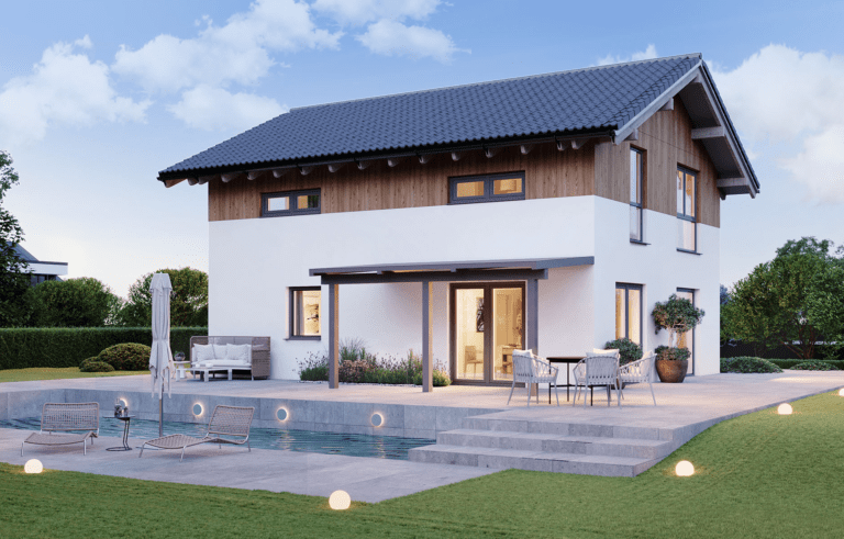 Fertighaus ELK Life 143 mit Holz Putz Fassade