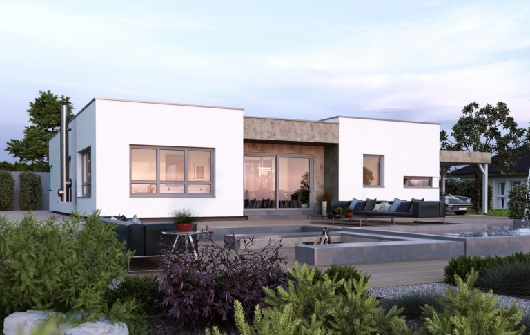 Fertighaus Bungalow ELK BU 141 mit Innenhof